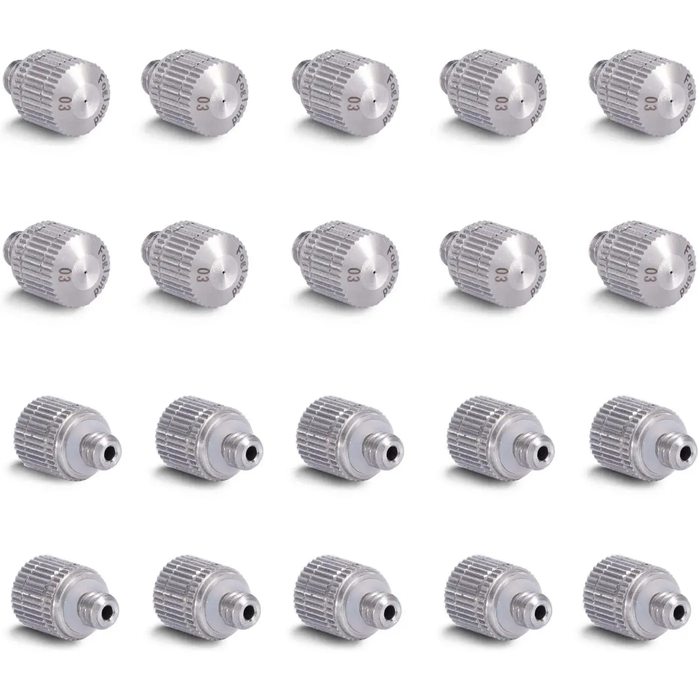 Stainless Steel Misting Nozzles, 20 Pack, 0.012" Orifice Mist Heads | 10/24 UNC for Outdoor Misting Cooling Systems, Rustproof Stainless Steel Construction, Anti-clog  Nozzles