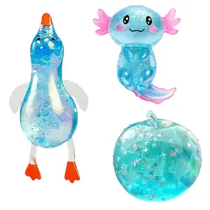 3-Piece Squid Squeeze Toy Set, Stress Ball for Kids and Adults, Sensory Cube for Autism, Classroom Prize, Birthday Party Gift