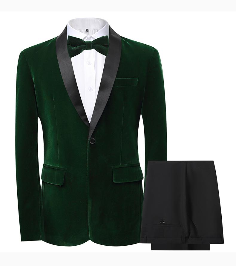 Men's 3-Piece Slim Fit Shawl Lapel Suit  Color Block Korean Style Groom Wedding Tuxedo With Side Vents