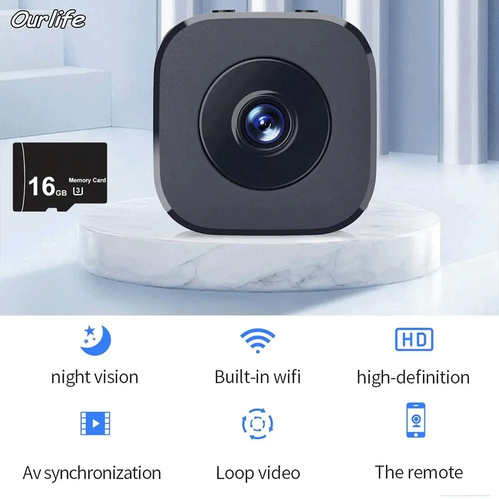 HD 1080P Mini Camera with WiFi, Compact Wearable Body Camera, Night Vision & Audio, Rechargeable Battery, SD Memory Card Included