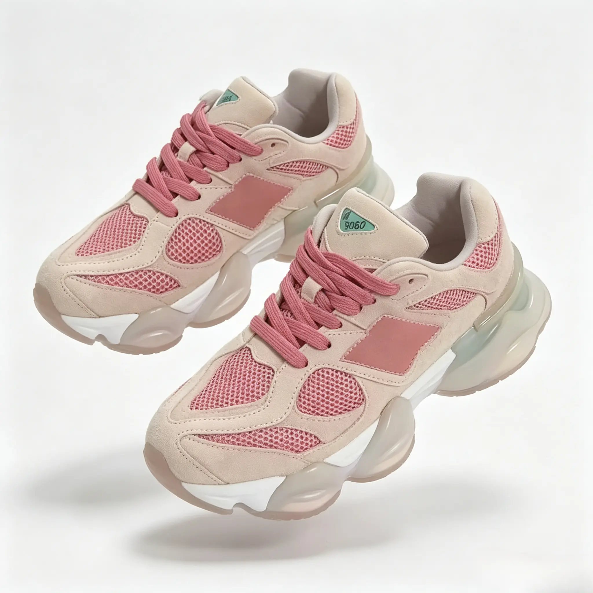 Vintage Pink Brown Suede Dad Sneakers Women Mesh Breathable Platform Running Shoes Retro 90s Chunky Casual Walking Trainers Street Style Footwear