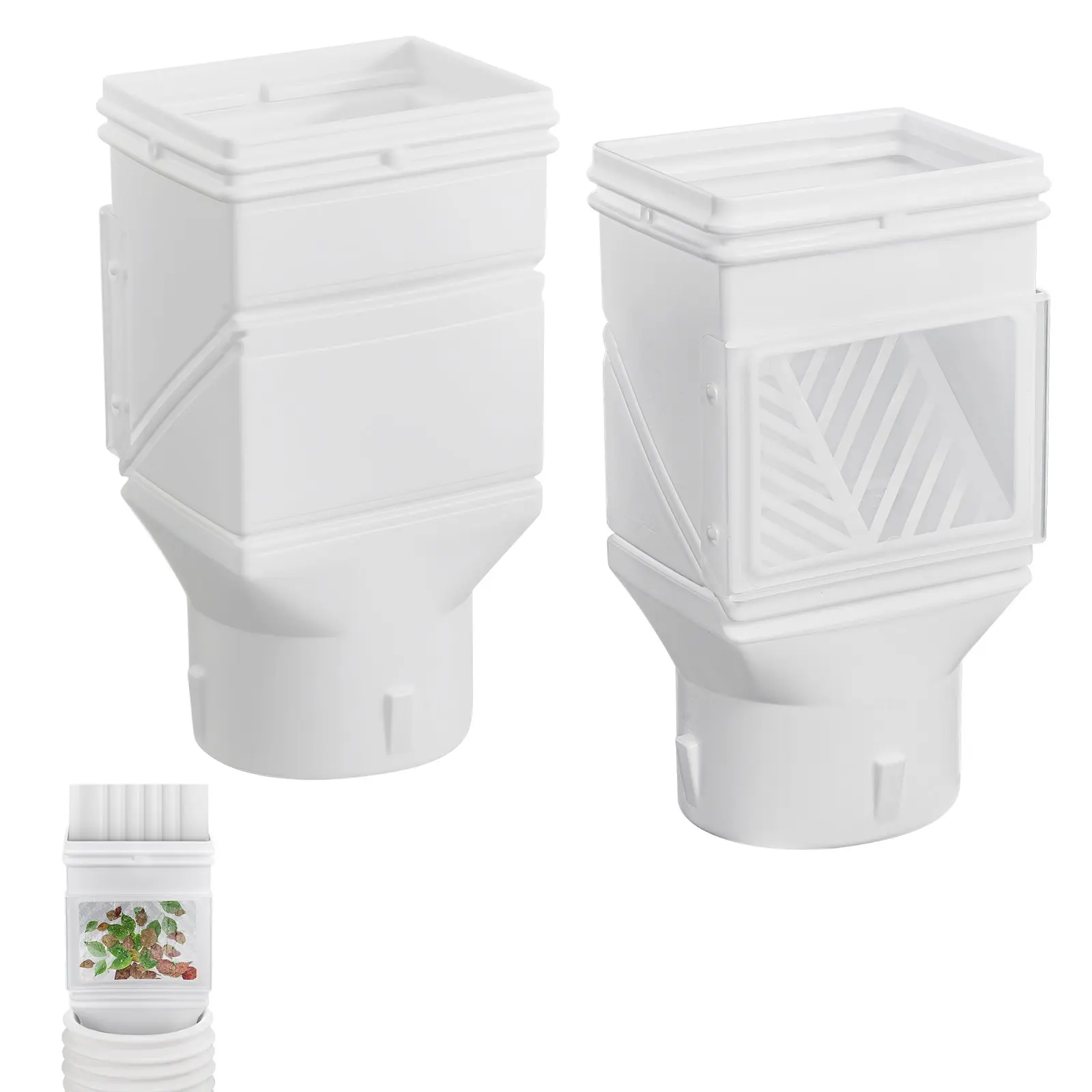 VEVOR Gutter Downspout Diverter Rainwater Collection System, Easy-Install Flexible Pipe Kit for 2x3/3x4 In Standard Inlets & 4 In Outlet, White Transparent Mesh Screen