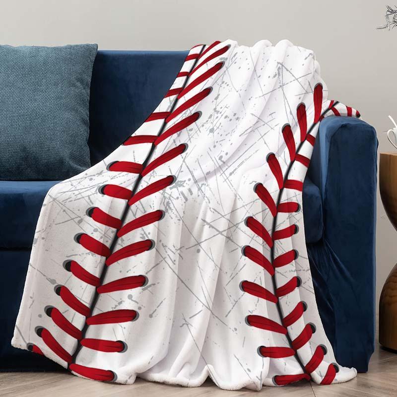 Baseball Pattern Blanket, Soft Throw Blanket, Fluffy Blanket, Air-conditioned Room Blanket, Warm Nap Blanket for Home & Office, Bedroom Accessories