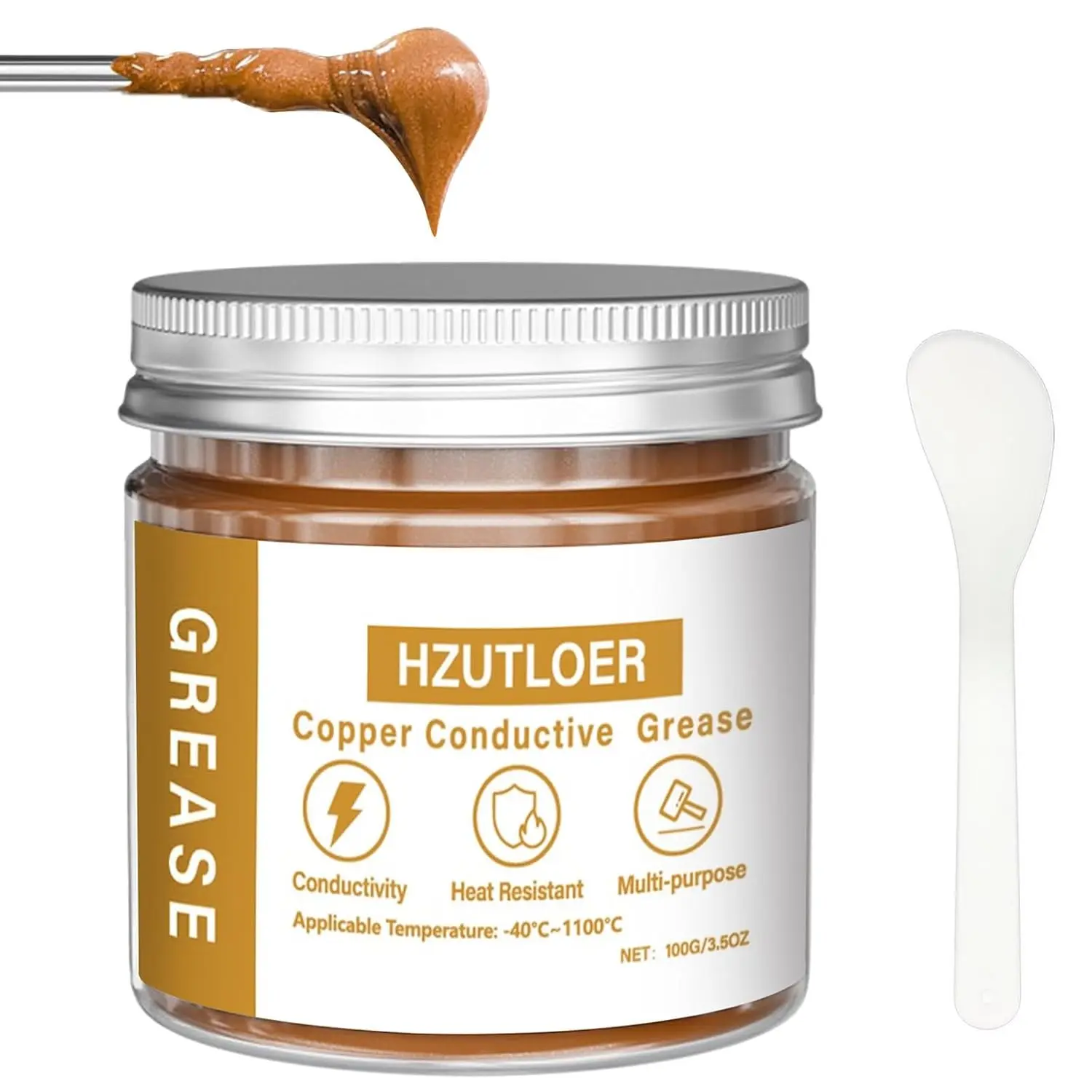 100G Copper Conductive Grease - Copper Paste, High-Temp Res, Anti-Arcing, Anti-Corrosive for Automotive Power Systems, Electronics