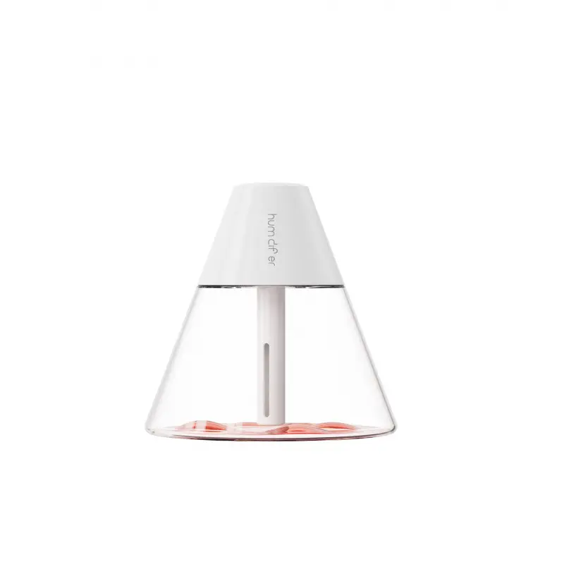 Mini Volcano Shape Air Humidifier - 9*5cm Compact Body, Volcanic Design, Built-in Soft Ambient Nightlight, Mist + Light Functions, Fine Steady Continuous Mist, Relieves Dry Throat, Portable Desktop Moisturizer for Office Desk, Bedroom, Compact Mini Body