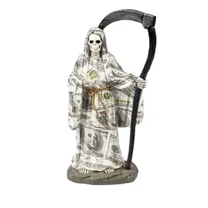 9.25 Inch Grim Reaper Statue, Saint Death Madonna, Skull Holding Scythe, Home Decor, Halloween Decoration, Standing Ornament, Figurine