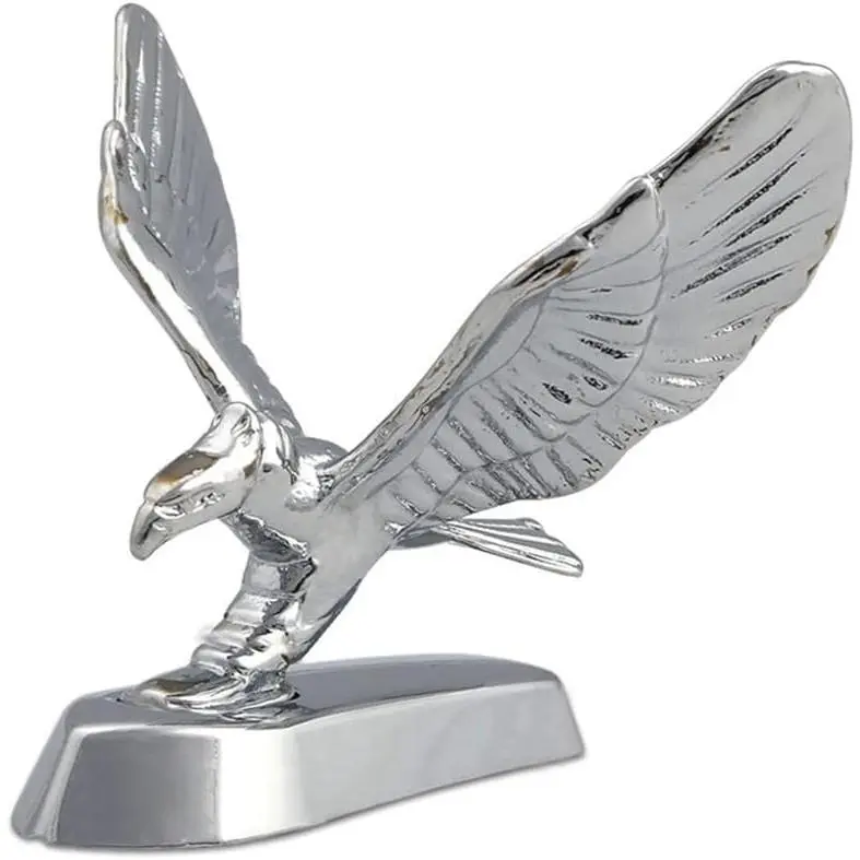 Flying Eagle Hood Ornament Sticker Birds Logo Fits Car 3D Stand Hood Bonnet Univeral Emblem Badge Decal Sculpture Ornaments Auto Styling Metal Hood Bonnet Emblem 3.7X2.6X2.6inch (Chrome)