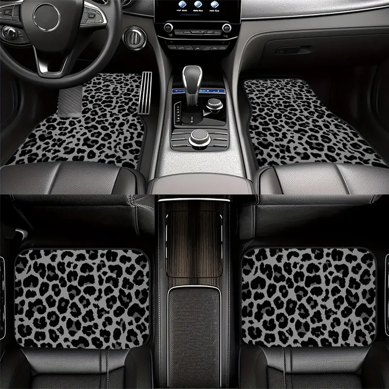 Leopard Print Car Floor Mats | Wild vibe interior car accessories upgrade in seconds 4pcs anti-slip durable mats universal for sedans SUVs & trucks Nonslip Car Accessory
