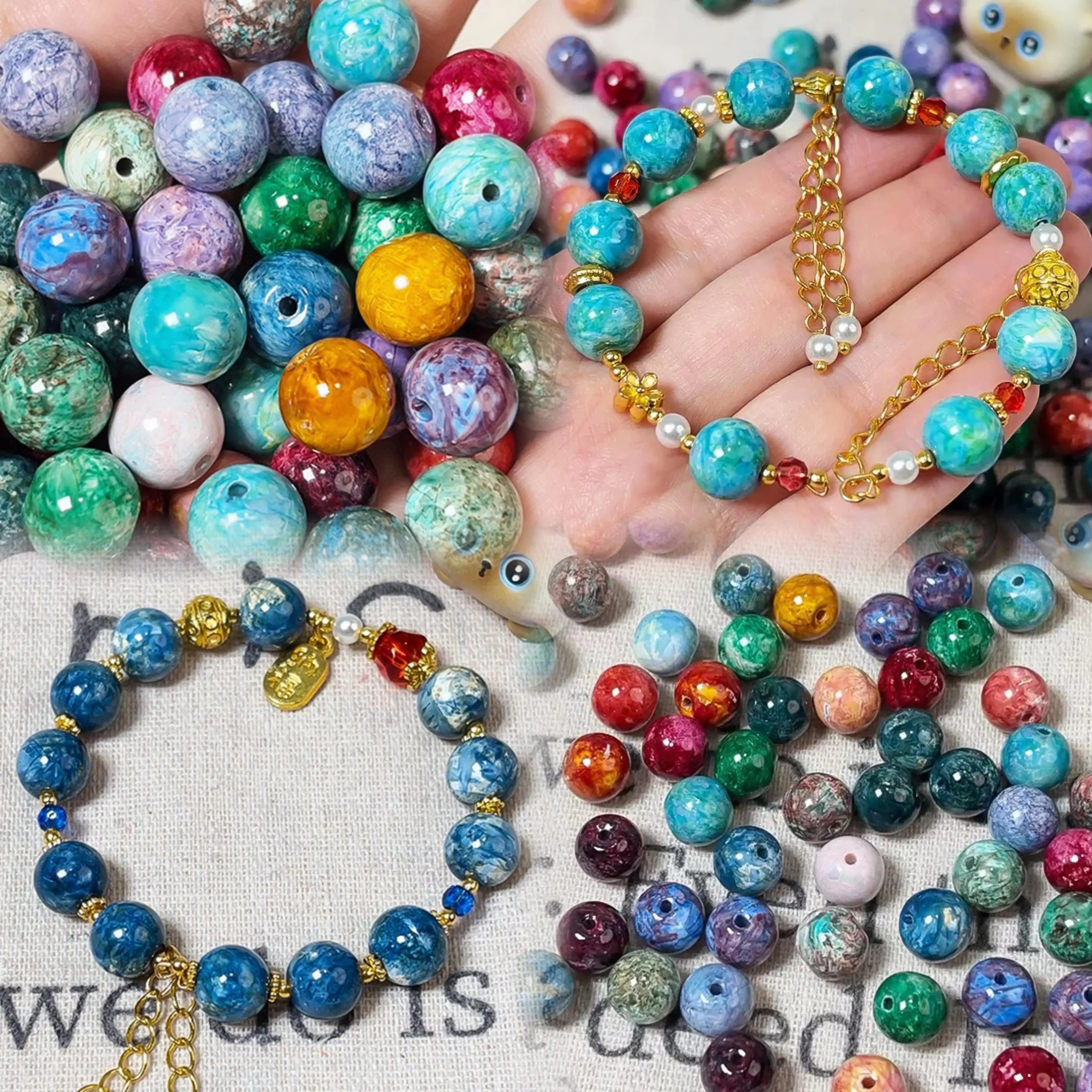 Vesta-A50-Artistic Glitter Oil Painting Glass Bead