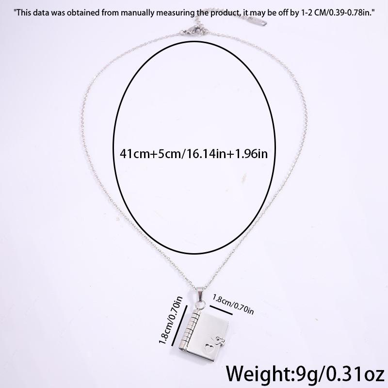 Mothers Day Gift Titanium Steel Necklace for Women, Openable Book Locket Love Letter Pendant Personality Temperament Clavicle Chain