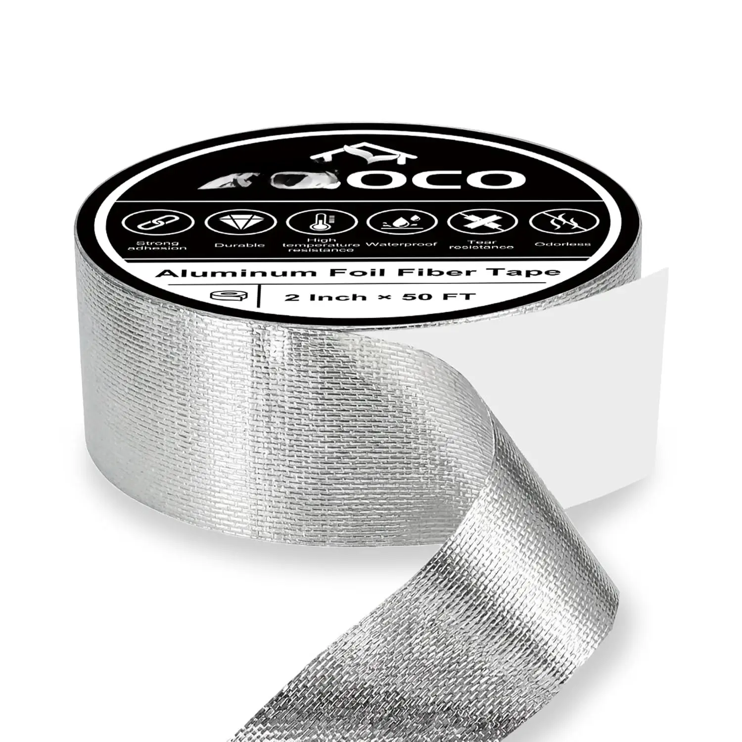 2Inch × 50FT  Foil Fiber Tape | High-Temperature Resistant, Heat Insulation, , Suitable for Air Ducts, HVAC Systems, and Greenhouse Sealing