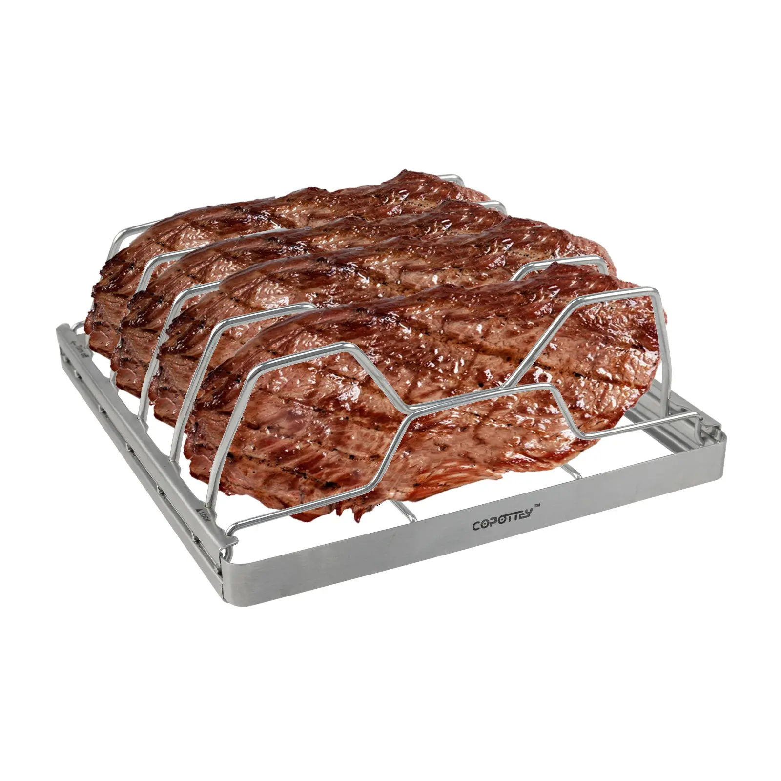 Portable stainless steel barbecue tool, foldable steak rack for outdoor courtyard grilling