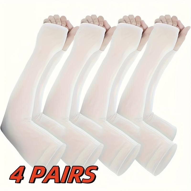 4 pairs of black nylon knit gloves with thumb holes - sun protection, cooling, unisex, suitable for golf, cycling, fishing, jogging - summer wear, summer gloves |   thumb hole sleeves |   silky nylon knit