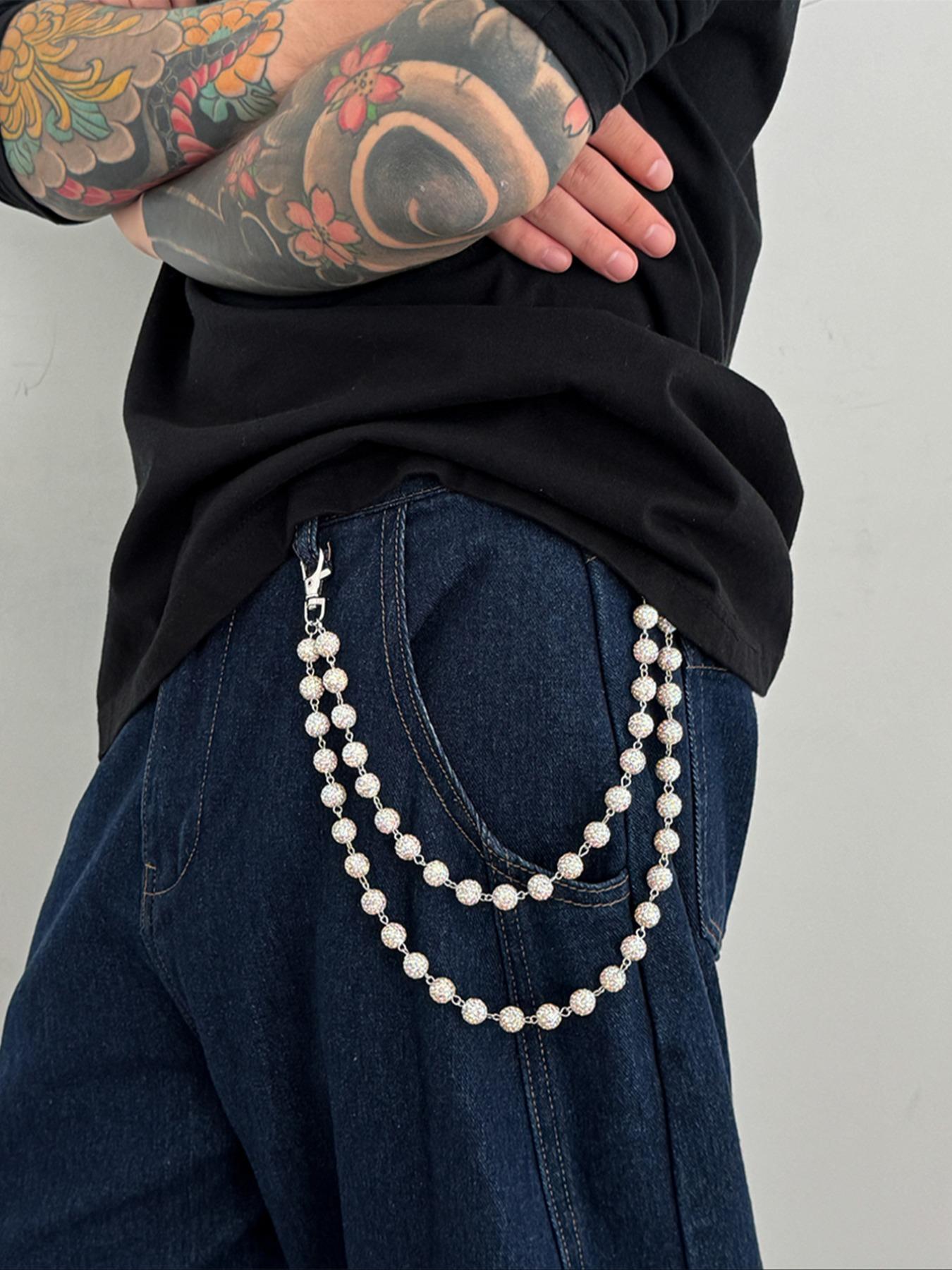 Stylish Multi-Layer Rhinestone Chain Waist Chain for Men, Unique Body Chain Accessory, Ideal for Pant Decoration