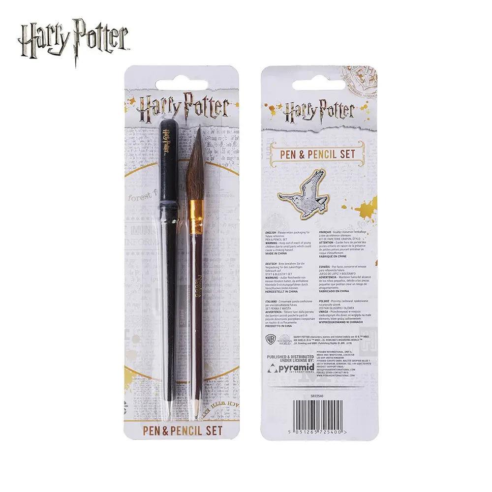 Harry Potter Officially Licensed Wand and Broom Pen and Pencil Set, Wizarding World Aesthetic Writing Stationery, Teen Gift, Hogwarts Cosplay Prop