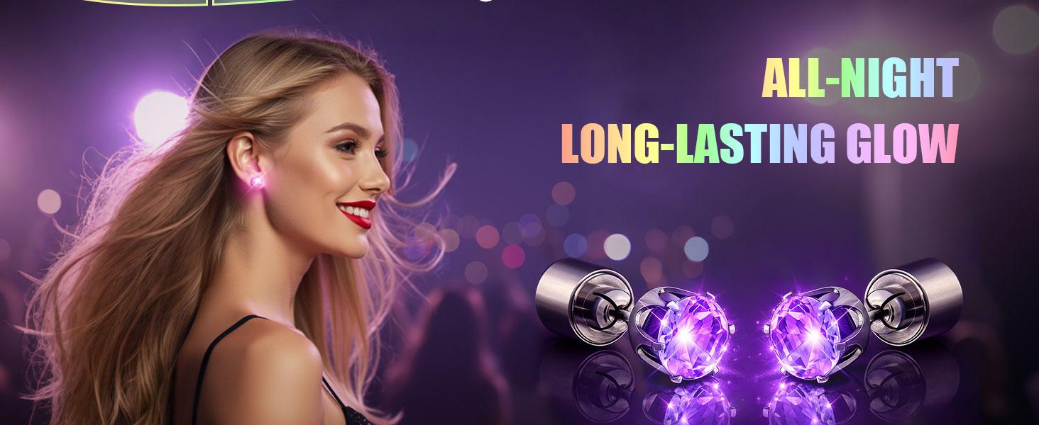LED Earrings, Light Up Stud Earrings, Glowing Diamond Crown Pendant Earring for Women and Men, LED Jewelry for Party, Wedding, Birthday, Night Out, Disco, Festival