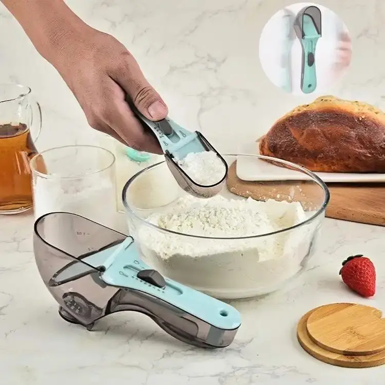 Magnetic Adjustable Measuring Spoon with Accurate Scale Markings, Reusable Plastic Kitchen Tool for Baking Powder, Spices & Seasonings-MM1
