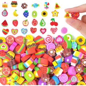 Mini Cute Erasers for Kids Bulk 170Pcs Cake Fruit Shape Desk Pets Classroom Prizes Game Rewards Party Favors Back to School