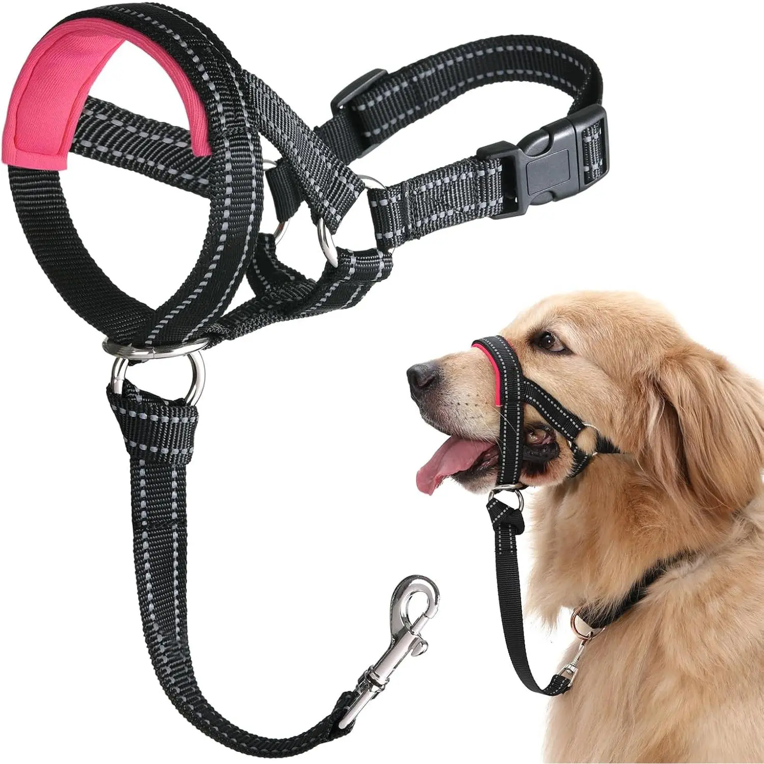 Reflective Soft Padded No Pull Dog Head Halter Collar, Comfort Snout Harness Adjustable Training Headgear for Small & Medium Dogs Daily Walking Pet Supplies,Halloween,Ghost,with,Coffee,protection,sales,worldwide,Tactical,Dog Collar,Santa,Claus,Christmas