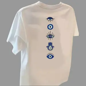Women's Cotton Short-Sleeve Graphic Tee, Evil Eye Print, Crewneck, Soft Breathable Streetwear Top for Daily Wear, Travel vintage clothing oversized tshirt women  shirts women custom shirt women purple rain shirt
