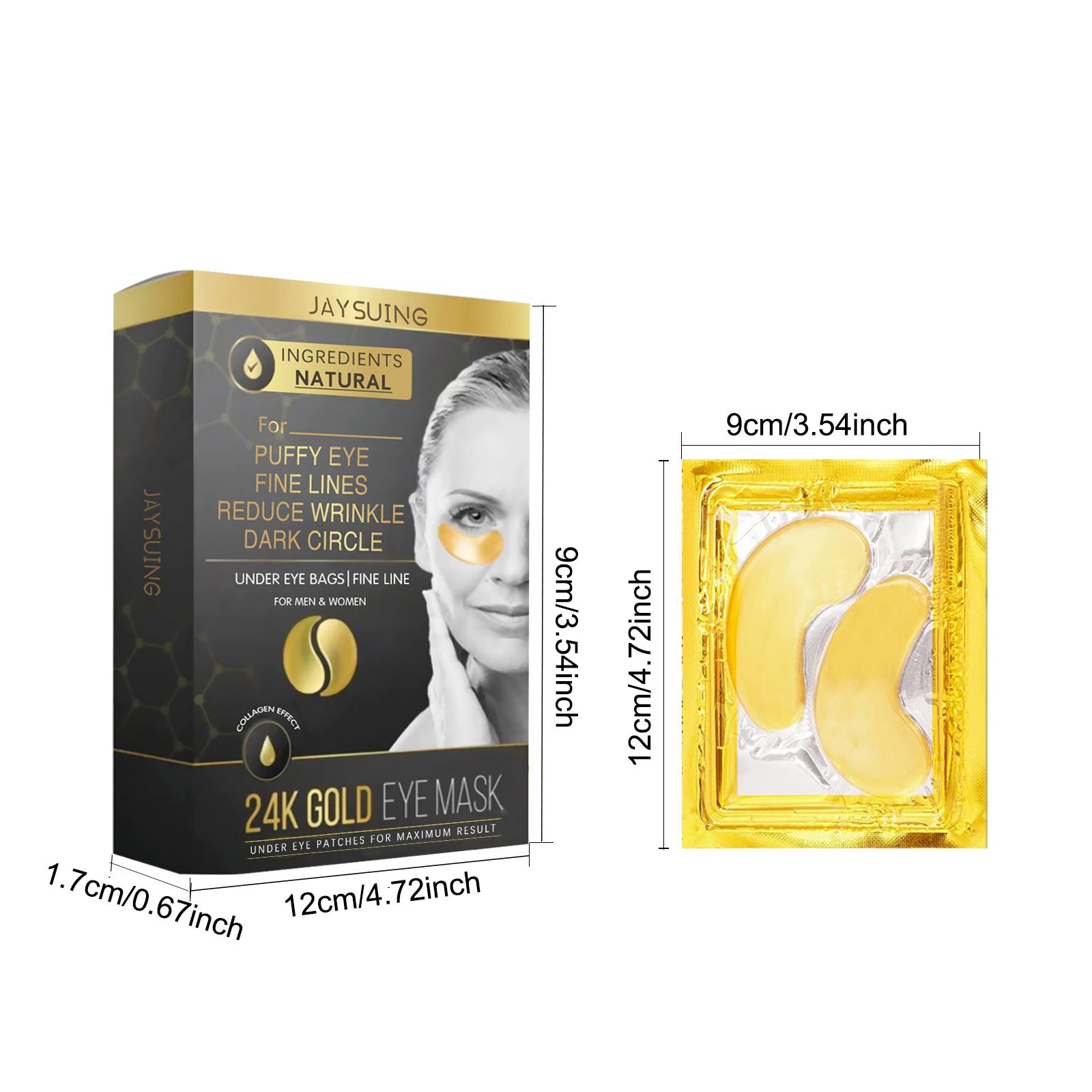 24k Gold Eye Mask with Hyaluronic Acid & Retinol, Collagen Natural Ingredients, Reduces Fine Lines Dark Circles, Moisturizing Firming Skin Care