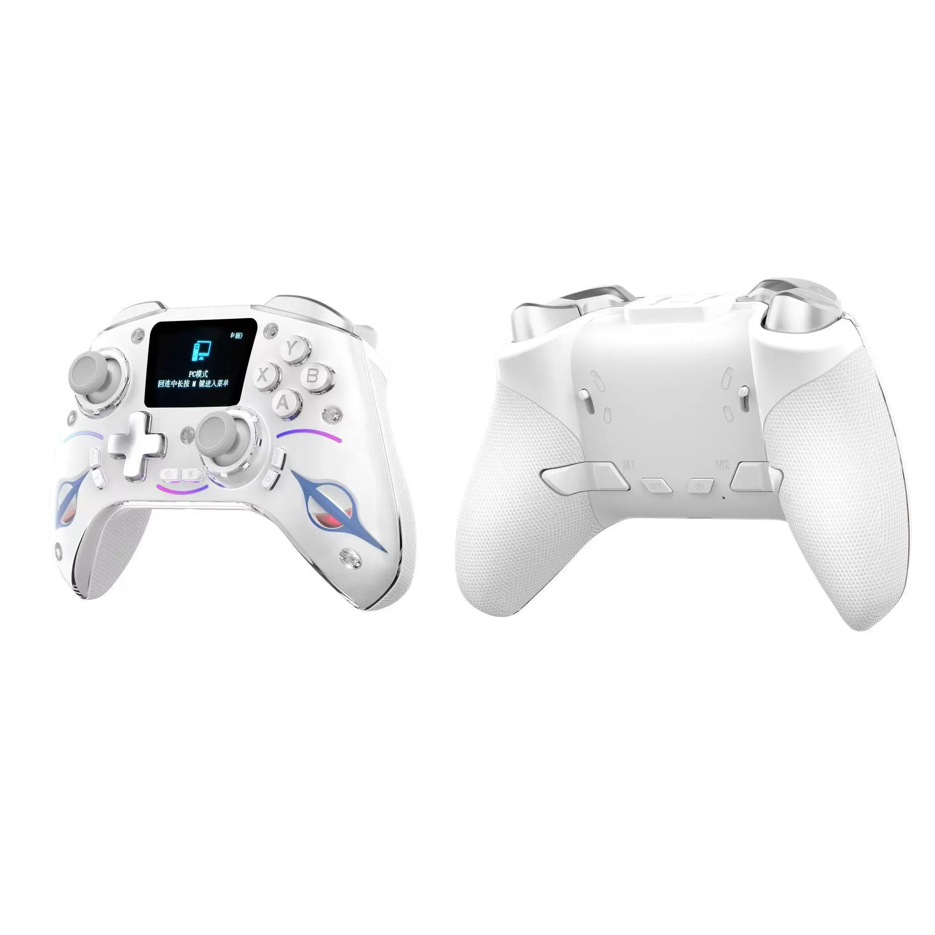 Wireless Smart Display Game Controller, Hall Effect Joysticks, Dual Switch Triggers, Macro Programming, OLED Screen, Turbo, RGB Backlight, 3.5mm Audio, Rechargeable for PC Mobile Phone
