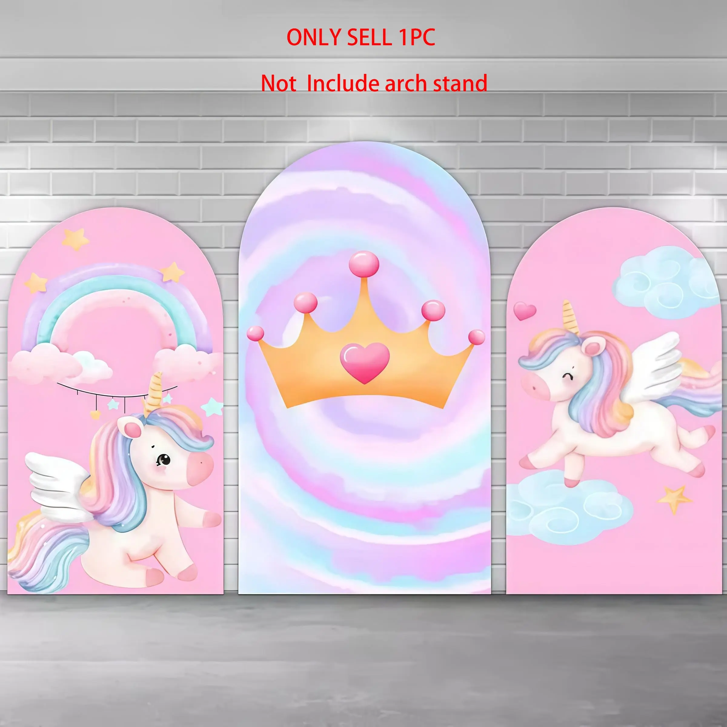 Whimsical Pink Unicorn Arch Covers Stretchy Backdrop – Crown & Rainbow Design, Perfect for Girls’ Birthday & Magical Princess Party Photo Backdrop, Birthday Party Decorations