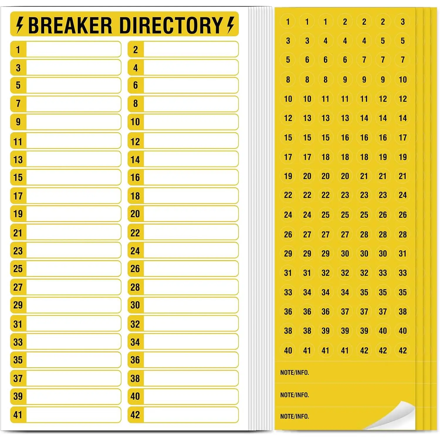 14 Sheets Breaker Panel Labels, 10 Electrical Box Catalog Labels and 4 Number Stickers, Colorful Durable Removable Electrical Number Directory Load Center Sticker