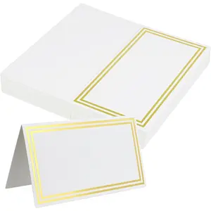 Place Cards with Double Gold Foil Border 2x3.5-Inch Tent Cards 50 Pack Perfect for Weddings Dinner Parties Table Decoration