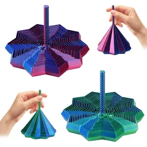 2Pcs 3D Printed Expanded Sensory Fidget Star, Expandable 4.3 Inch Fractal Fidget Toys Octagonal with Handle, Colorful Whirling Spiral Design for Stress Relief (Blue-Purple + Blue-Green)fidget toys