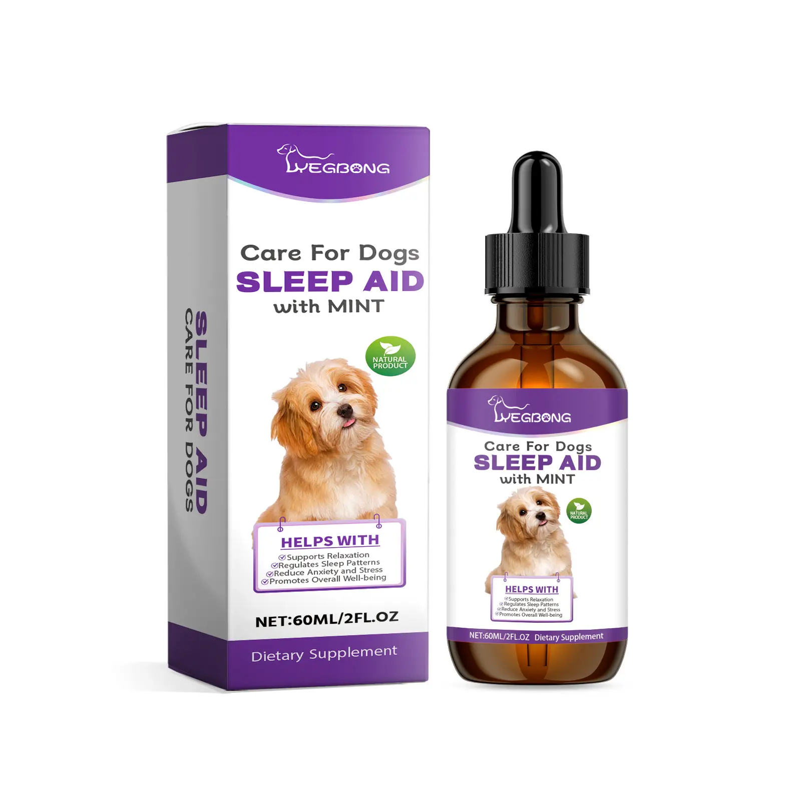 Melatonin for Dogs, melatonin-containing sleep aid products, calming drops containing menthol extract and L-theanine, to relieve anxiety and stress,2 fl oz
