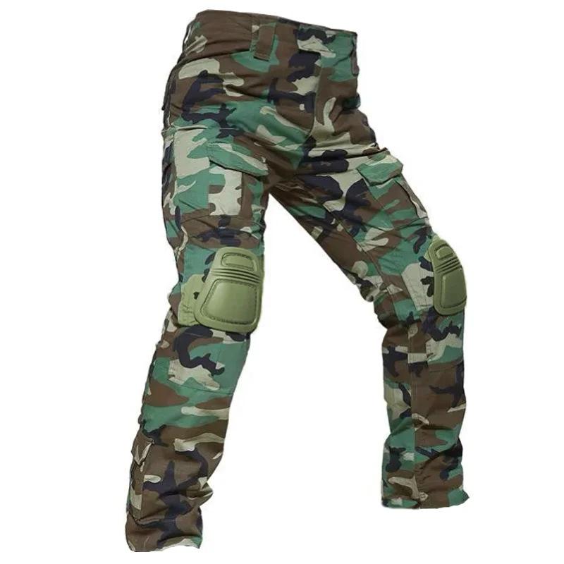 Men's Camo Tactical Cargo Pants With Knee Pads|   G2 Frogg Trousers For Hiking Camping Training
