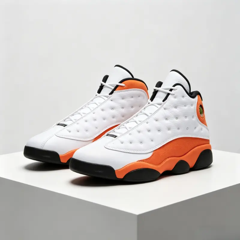 Unisex Retro High Top Basketball Sneakers White Orange Suede Patchwork Non Slip Thick Black Outsole Shock Absorb Cushion Midsole Classic Bubble Window Side Design Lace Up Street Fashion Trainers Outdoor Sports Athletic Footwear for Men Wome