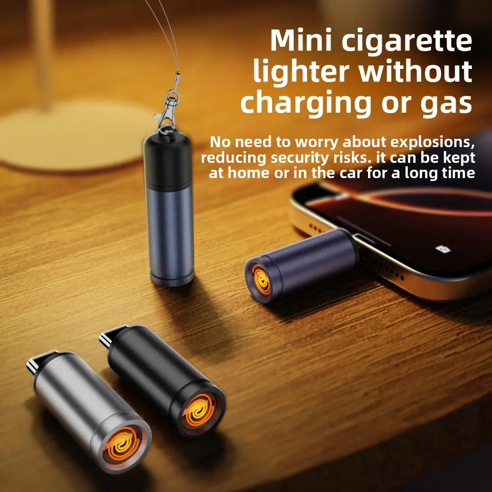 1 mini type-C male air-blowing cigarette lighter, supports car, mobile phone, power bank, and outdoor use, with 10-second automatic shutdown