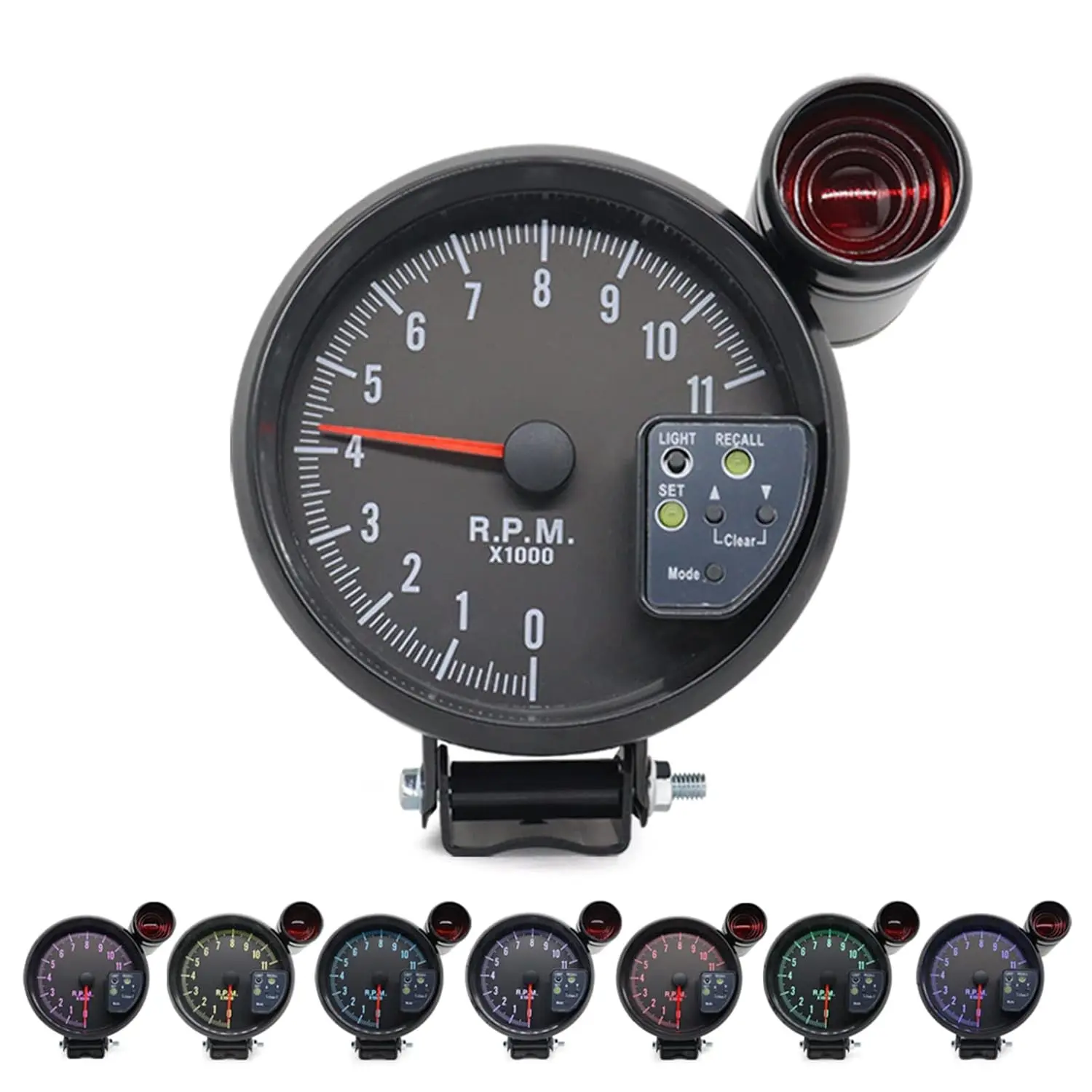 5 inch Tachometer Gauge RPM with 7 Color LED Display Backlight Shift Light Peak Sound Flash Warning Universal Car