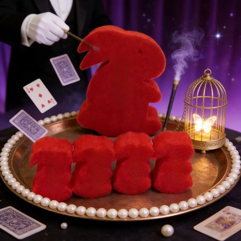 Red Sponge Rabbit Magic Props Are Specially Designed for Close-up Stage Performances and Can Be Disassembled and Combined. They Are Essential Performance Items for Professional Magicians
