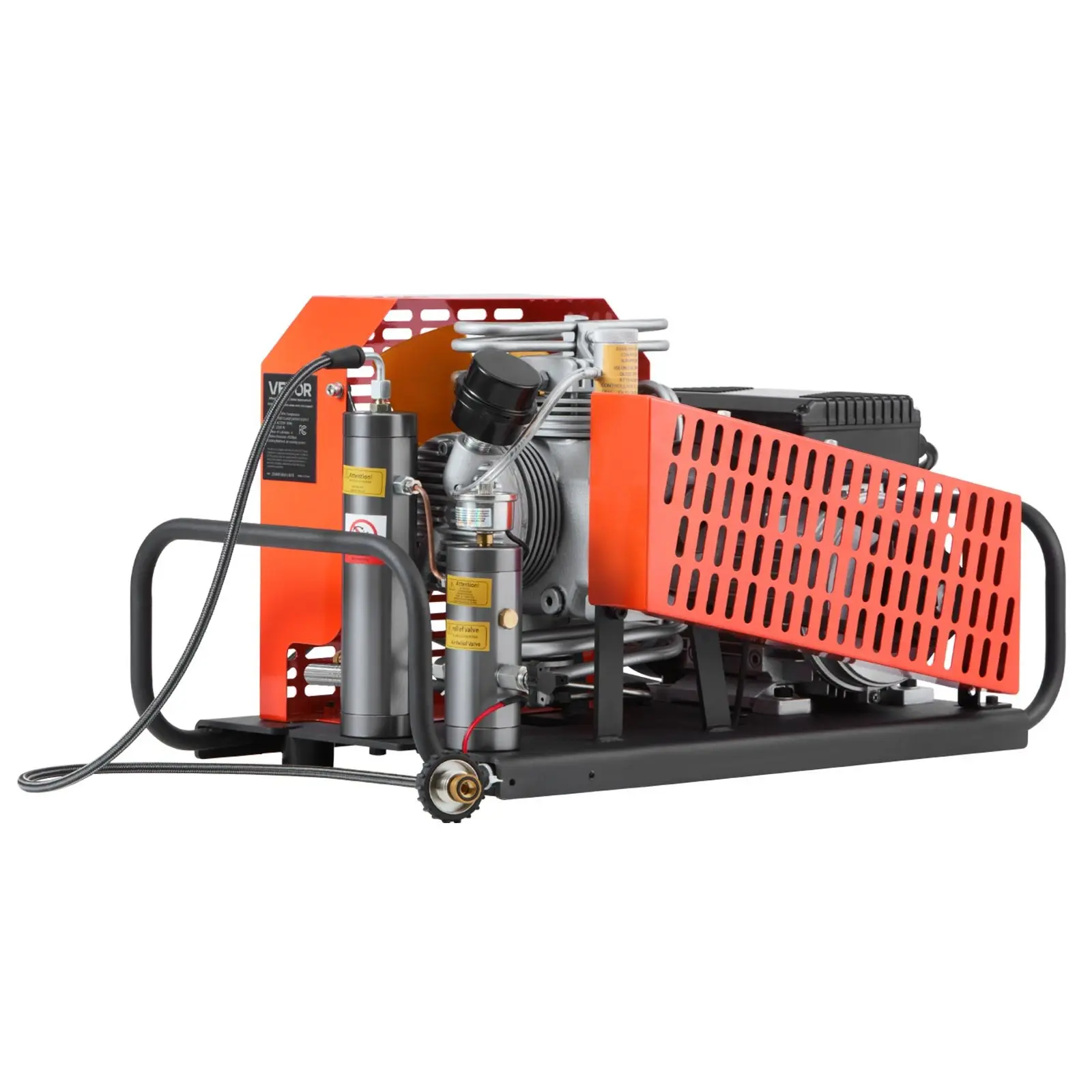 VEVOR PCP Air Compressor, 4500PSI/30Mpa Diving Scuba Tank Air Compressor, 60 L/min Four-Cylinder Auto Stop PCP Rifle Compressor Pump with Fan Cooling System for Scuba Tanks, Paintball, Firefighting