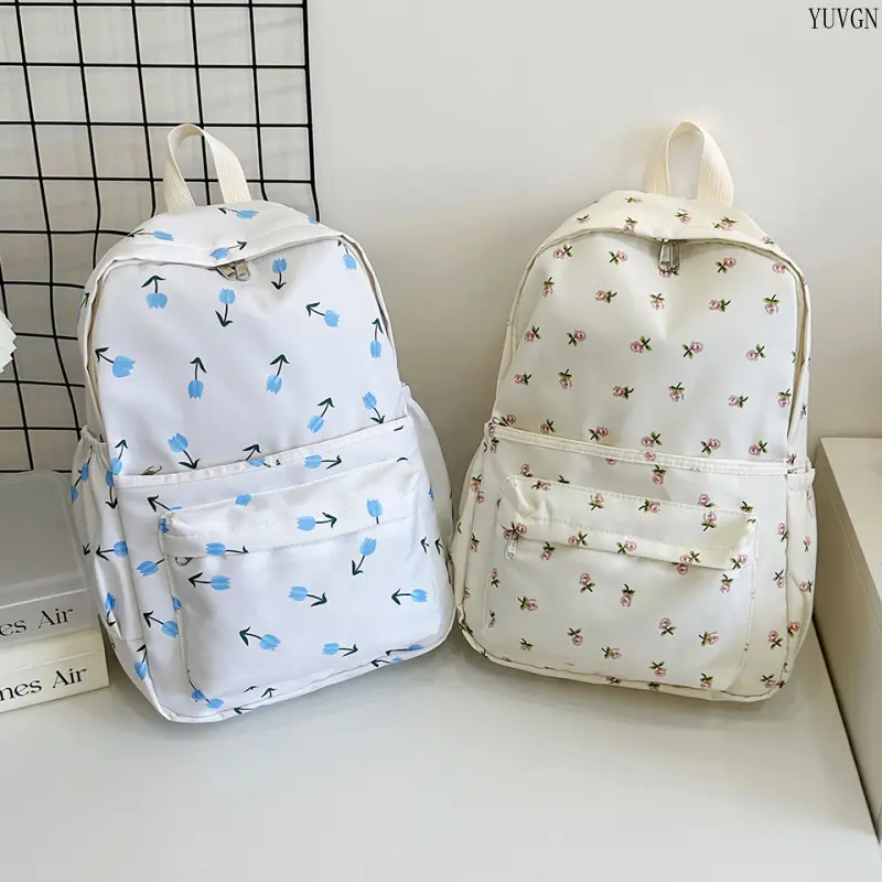 Ditsy Floral Print Casual Backpack, Trending Minimalist Flower Pattern Student Daypack, Multi Pocket Lightweight School Carry Bag, Spacious Versatile Fit Bag for Campus Travel Shopping Daily Outdoor Weekend Occasions