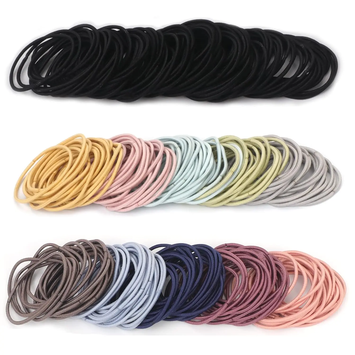 Hair Elastics Ties, 300 PCS Stretchable Rubber Hair Band No Crease Hair Band 2mm for Thin Hair, Suitable for Women, Men, Girls and Boys