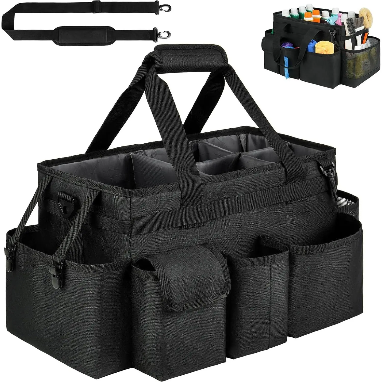 ZIOZERTT Cleaning Caddy Bag Portable Large Capacity Storage Bag Wearable Cleaning Bag Cleaning Supplies Handbag Adjustable Storage Net Cleaning Bag Cloth Belt Windproof Bag