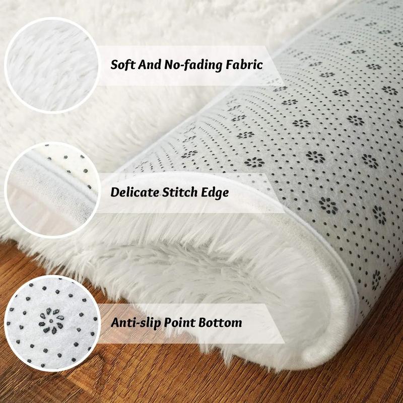 Solid Color Fuzzy Rug,  Rectangle Non-slip Soft Tuff Tufted Bedroom Carpet, Winter Warm Floor Mat for Home Living Room Decor, Fall Decor, Valentine's Day Gift