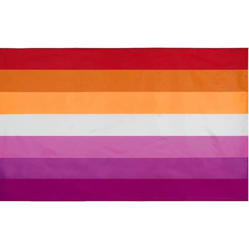 Flaglink Lesbian 7-Stripe Sunset Rainbow Rectangular Banner Flag, Safe-Material Pride Display Decor, Home Tapestry