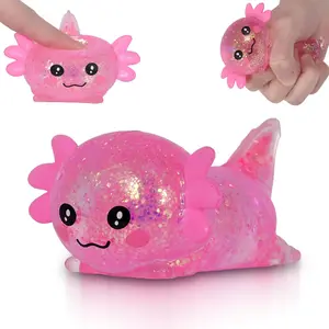 1/6pc Axolotl Squishy Stress Relief Toy Glitter Fidget Toys Cute Malt Sugar Axolotl Toy Fidget Toys for Kids Youth Adult, Party Favors Anxiety Relief Squishy Toys
