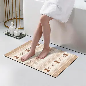 Coquette Brown Lace Bow Gingham Print Diatomaceous Earth Bath Mat, 16*24 Inch |   Ultra Fast Absorbent Quick Dry Non Slip Anti-Mold Soft Diatomite Shower Floor Mat Easy Clean Stylish Kawaii Cottagecore Bathroom Decor for Home & Apartment