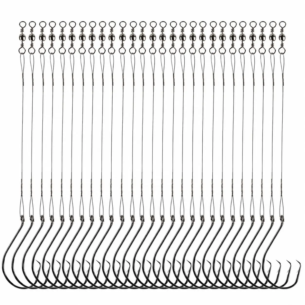 30pcs/ Box Circle Fishing Hook Rigs Saltwater Steel Leader Wire for Catfish Bass Circle Hooks Rig Fishing Lure Rigs Fishing Equipment