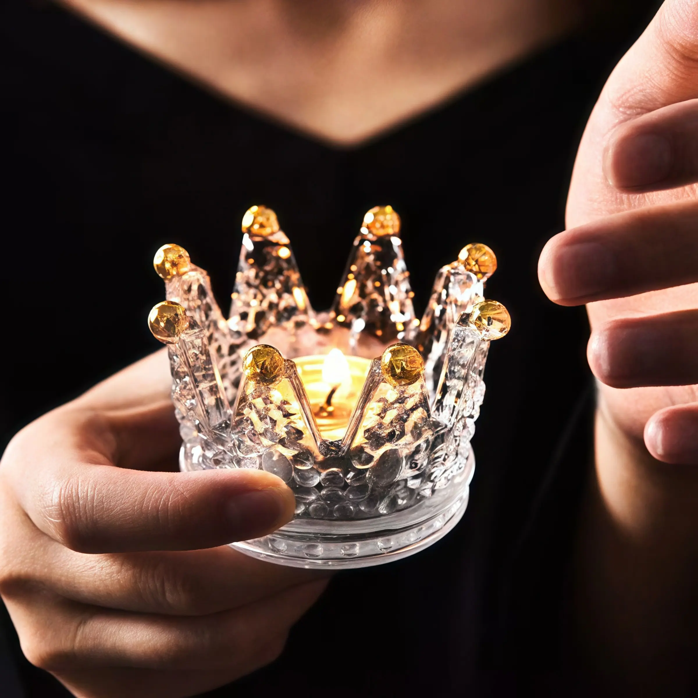 Crown Shape Glass Candle Holder, Ideal for Table Decor, Wedding, Party, Home Decoration, Elegant Tea Candle Stand, Tea Light Candle Holders