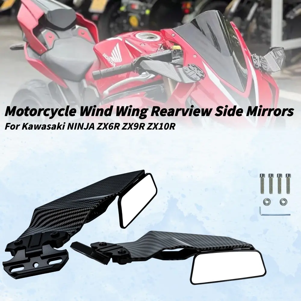 Motorcycle Side Mirrors Winglets Wind Wing Adjustable Rotating Rearview Replacement Motorcycle Parts For Kawasaki NINJA 650 300 400 250 ZX10R ZX6R ZX-25R ZX-4RR