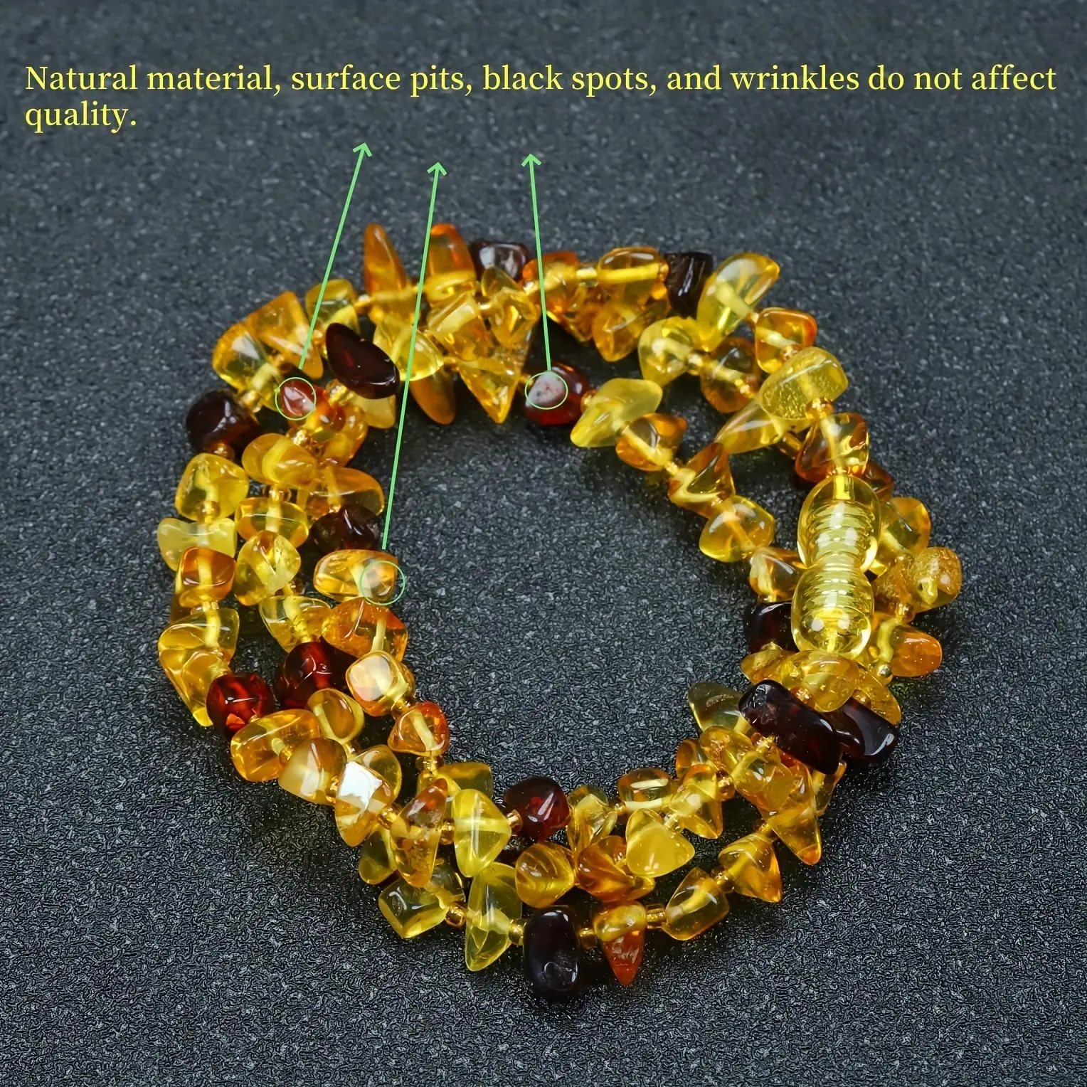 A Natural Amber Necklace from Myitkyina, Myanmar, Changes Color Under Purple Light, Natural Amber, Holiday Gift, Daily Wear. Natural Material, Surface Pits And Black Spots Are Not Quality Problems