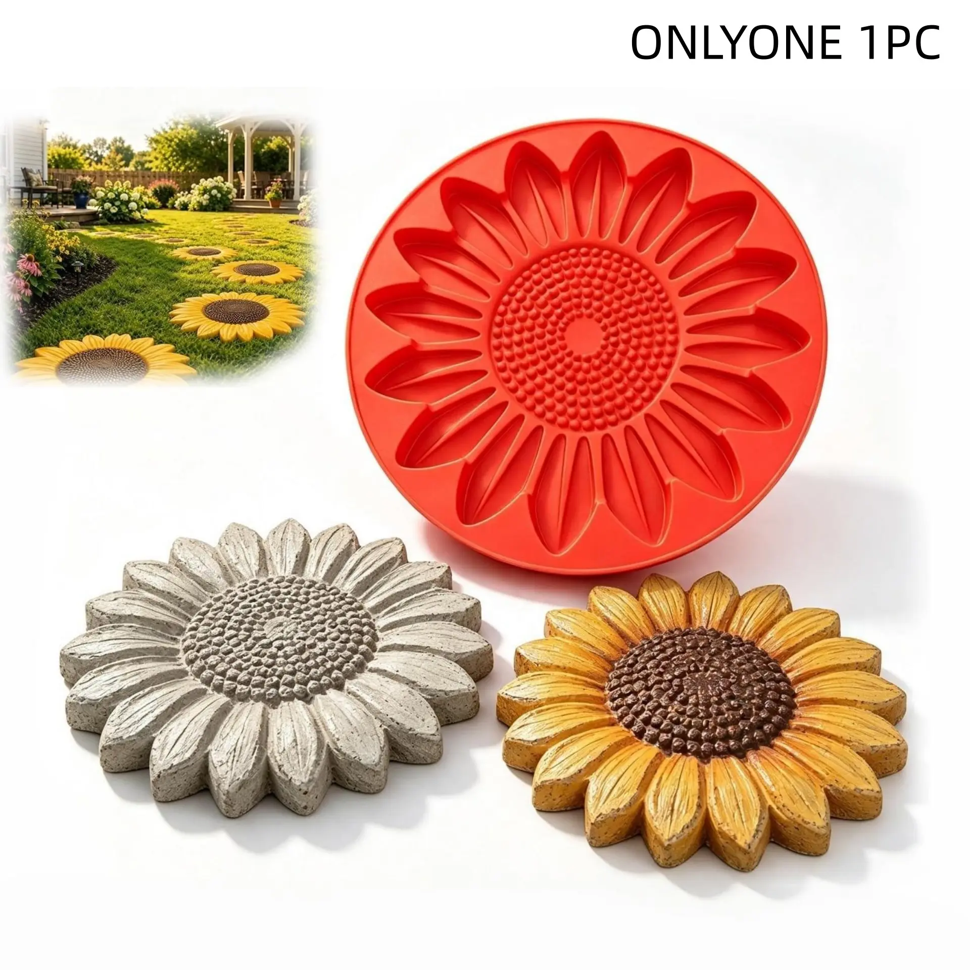 Reusable Sunflower Pedestal Mold, Garden Path Decor, Handmade Garden Walkway, Gypsum Mold, Butterfly Decoration, DIY Outdoor Landscape Tool