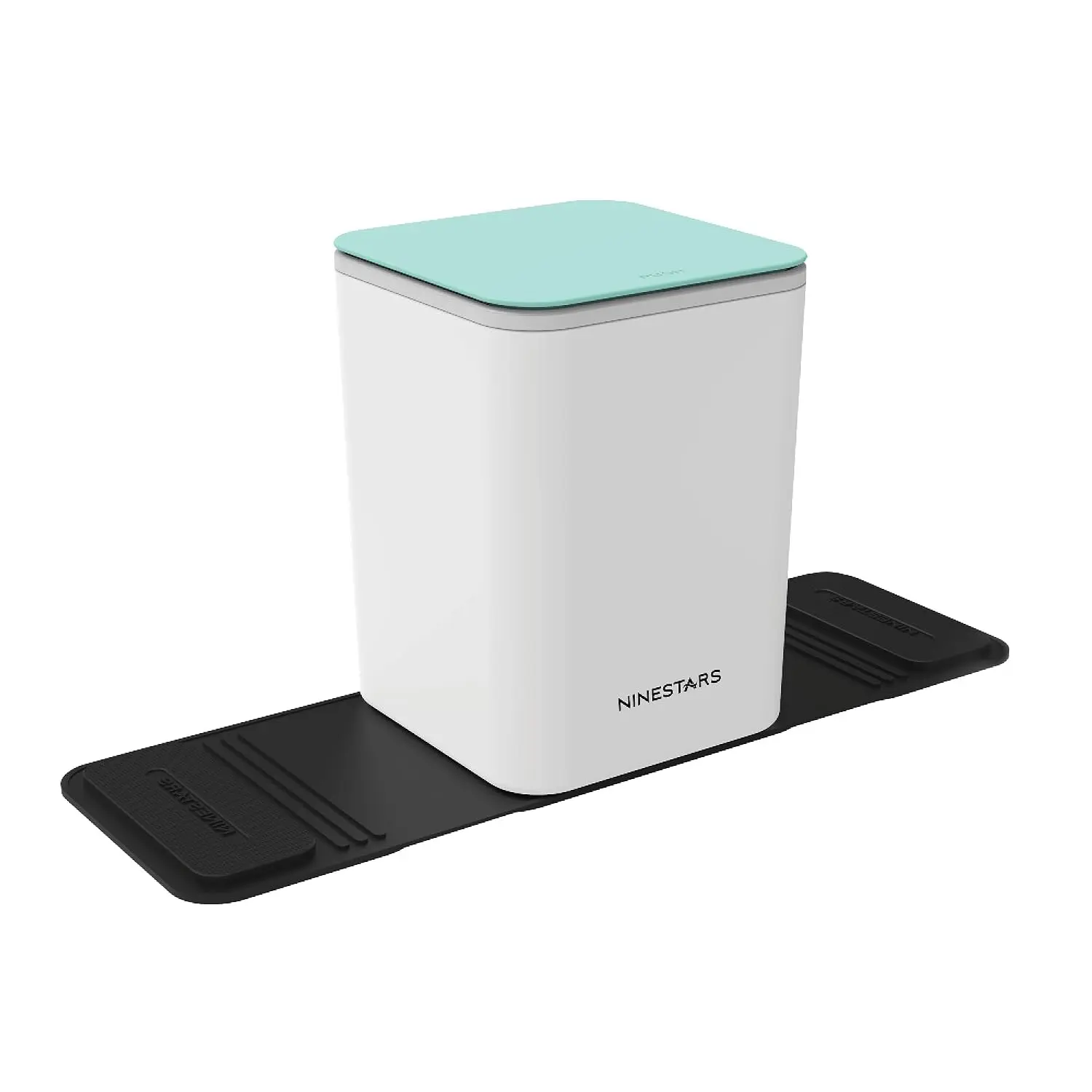Mini  Trash Can with Press Lid, 3L / 0.79 Gallon Small Garbage Bin, Foldable Leak-Resistant Design with Weighted Non-Slip Base for  Floor & Center Console (White & Green)